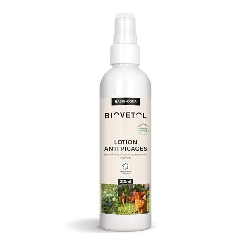 Biovetol - Lotion Anti picages pour l'animal - Formulé à partir d’Huile de Cade pour Animaux de Basse-Cour - 240 ML