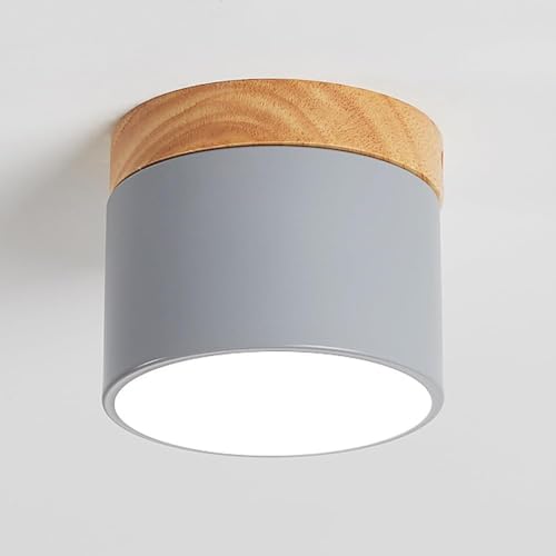 AAHOME Luz De Techo De Montaje Empotrado De Madera, Lámpara LED For Pasillo, Luz Empotrable Montada En Superficie Redonda, Lámpara De Techo Nórdica De Macarrón, Luces De Techo Cilíndricas De Hierro De