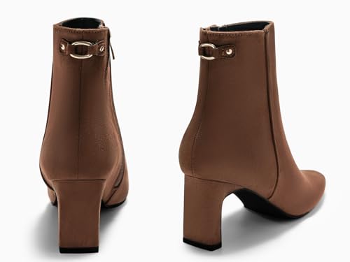 Image of Coutgo Womens Ankle Boots Chunky Heel Closed Toe Booties Side Zipper Winter Dress Shoes