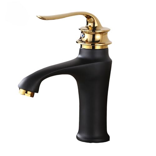 Robinetterie de lavabo anti-fuite mitigeur laiton noir or