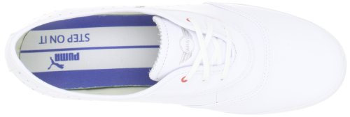 Puma Women's Be Mini Vulcanized Lace-Up Fashion Sneaker,White/Medieval Blue,11 B US