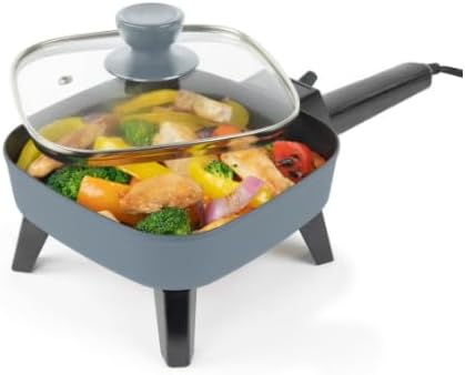 My-M'ini Electric Skillet with Adjustable Temperature, 7-Inch Nonstick Cooking Surface, 600W, Cool-Touch Handle, Tempered Glass Lid, Portable, for Dorm and Travel