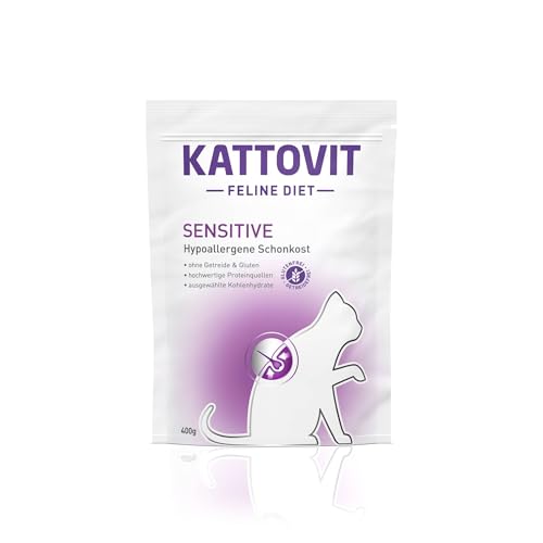 Kattovit - Sensitive Trockenfutter für Katzen | Diät-Katzenfutter als Alleinfuttermittel. Hypoallergene Schonkost für ausgewachsene Katzen. Gluten-...