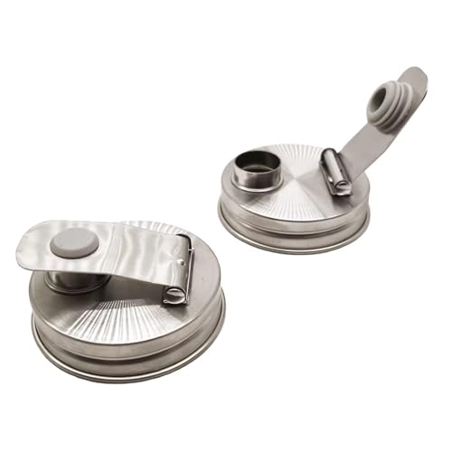 Regular Mouth Stainless Steel Pour Spout Flip Cap for Glass Ball Mason Jars,Suitable for Drinking, Salad, Dressing Pouring, Leak-Proof Houjioes