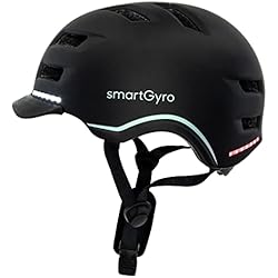 Patines Inteligentes smartGyro Casco Inteligente - Smart Helmet Pro con luz de Frenado Automática, Intermitentes, Negro, L
