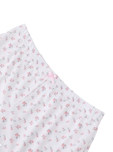 Image of Hilinker Womens Graphic Print Ribbed PJ Set Crop Cami Tops and Shorts Cute Pajamas Set