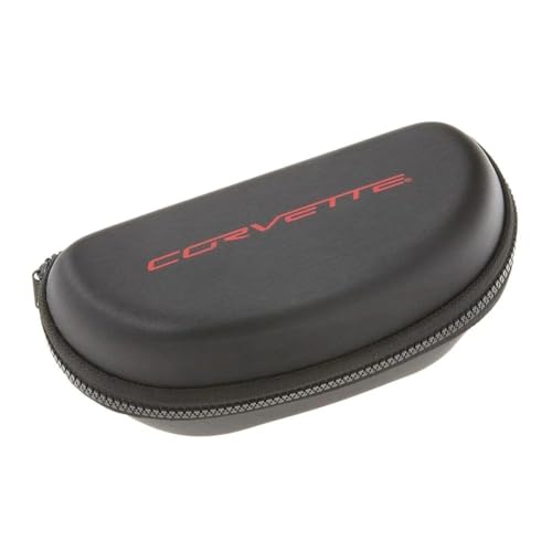 Image of SR1 Performance C6 Corvette Sunglasses Case - Large Deluxe Hard Sunglass Holder with Zipper - Black EVA with Red Script