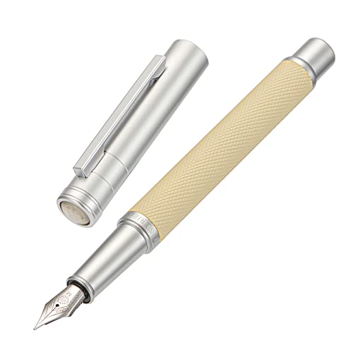 Image of Hongdian Silver Birch Forest Aluminum Fountain Pen Medium Nib with Metal Box Writing Pen Set'1 Count (Pack of 1)