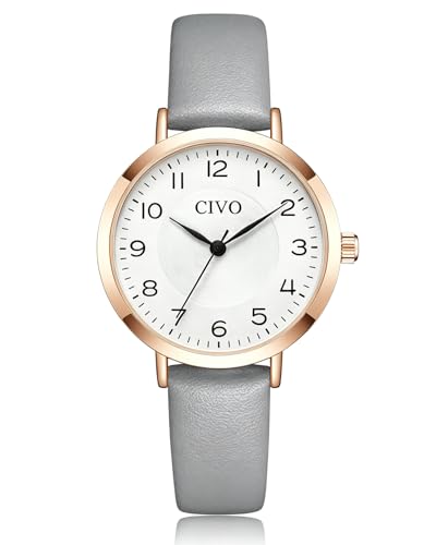 CIVO Leicht Lesbar Armbanduhr Damen: Klares Zifferblatt mit Ziffern Zeiger