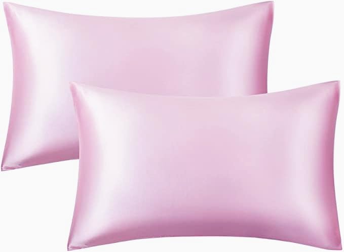 Satin Pillow Cases 4 Pack - Pillowcase for Hair and Skin Luxury Satin Pillowcases with Zipper Closure Satin Pillow Case Standard Satin Pillowcase (Pink, 50x75cm-4 Pack)