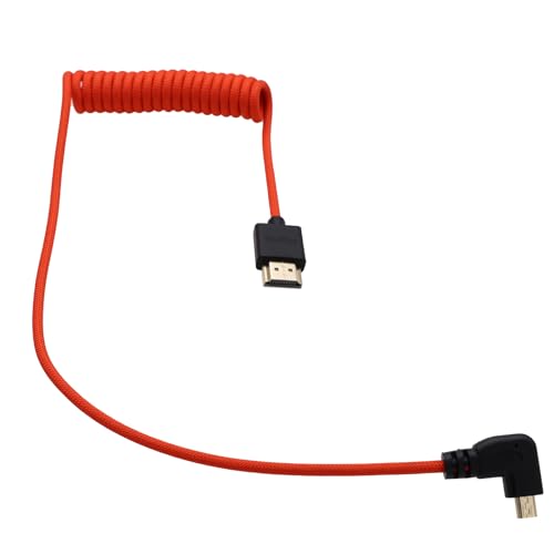 Image of HangTon Micro HDMI to HDMI 4K 8K 60p Cable for ATOMOS Ninja V Inferno SmallHD Cine Indie Monitor Canon R6 Mark II R5 C R8 Sony ZVE10 A7C A7R4 A7S2 Panasonic S5 S9 GH4 Camera, Left Angled 50cm
