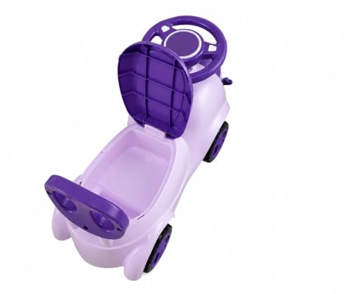 Image of kidsROAR Push Ride On Car for Kids 1-5 Years | Baby Push Car with Music, 3D Lights & Backrest | Premium Ride On Toy Supports Up to 35kg (Cartoon, Violet)