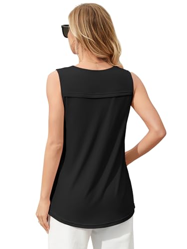 V FOR CITY Women Flowy Tank Top with Built in Bras Pleated Square Neck Tunic Tops Loose Summer Tanks Shirts3