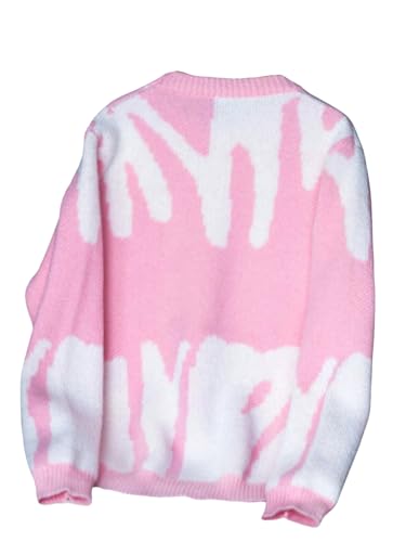 Image of RoseSeek Girl's Bow Graphic Sweaters Crewneck Long Sleeve Knit Pullover Tops Drop Shoulder Knitwear