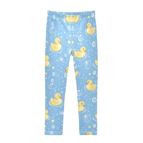 Yellow Ducks Girls' Leggings Toddler Doodles Blue Kids Yoga Pants Dance Active Tights 4T