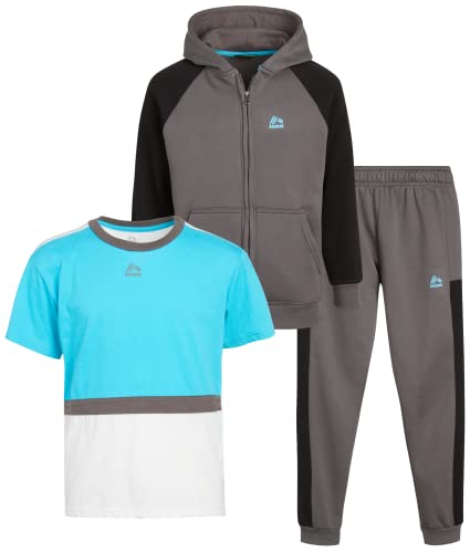 RBX Boys Sweatpants Set - 3 Piece Fleece Pullover Boys Hoodies Athletic Shirt & Kids Jogger Sweatpants Activewear Set (4-12)