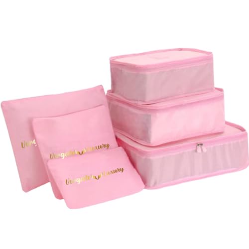 Travel Packing Cubes – Suitcase Organizers – Luggage Organizers for Suitcase – Packing Cubes for Suitcases 6 pc (Pink)