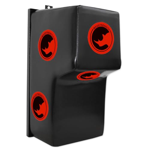 MAXSTRENGTH Wall-Mounted Punch Pad – Premium Striking Target for Boxing and Martial Arts Training (Black/Red)