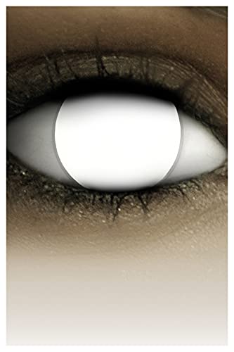 FXCONTACTS Lentilles de Contact Halloween Blanches – Effet BLIND ZOMBIE, Sans Correction, 1 Paire (2 pcs), Vision Réduite à 60 % – Accessoire de Déguisement