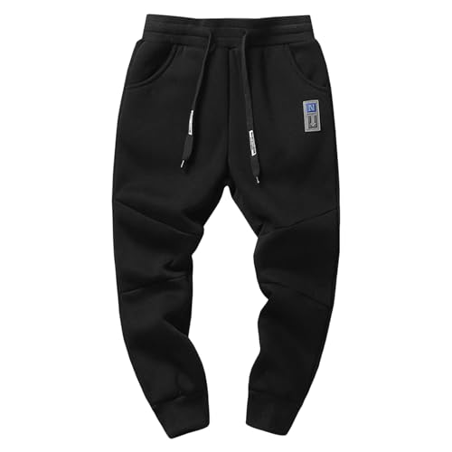 Genérico Pantalones de Jogging holgados para niños, Chándal de pie para niños, cordón de ajuste cómodo, pantalón de correr holgado, para niños, pantalones de cordón, cómodo niño, A-le negro, 5-6 Años