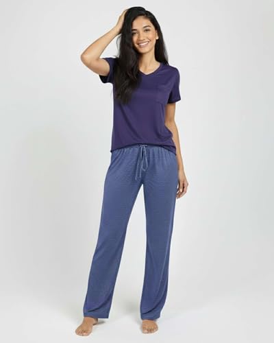 Image of Real Essentials 2 Pack: Women's Comfy Pajama Sets - Short Sleeve Ladies Loungewear Sleepwear PJs (Available In Plus)