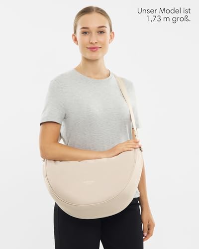 LARKSON Crossbody Bag Damen & Herren Beige - Solveig Large - Große Umhängetasche im Halbmond Style - Halbrunde Schultertasche - Moon Bag Design - Wasserabweisend