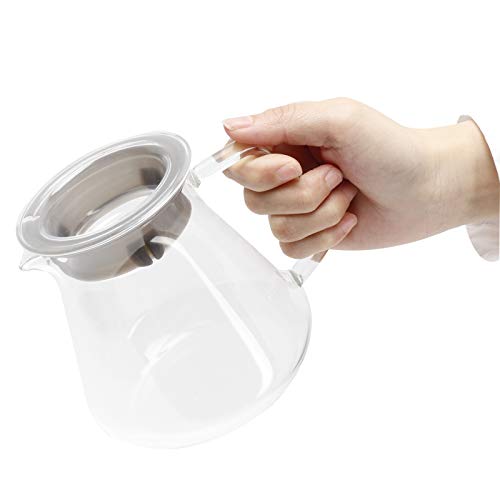Tissting Pichet à Café en Verre, Verseuse en Verre 300ml avec Poignée Anti-Brûlure et Bec Verseur pour Préparation Manuelle de Café, Compatible Porte-Filtre, Carafe Transparente pour Amateurs de Café