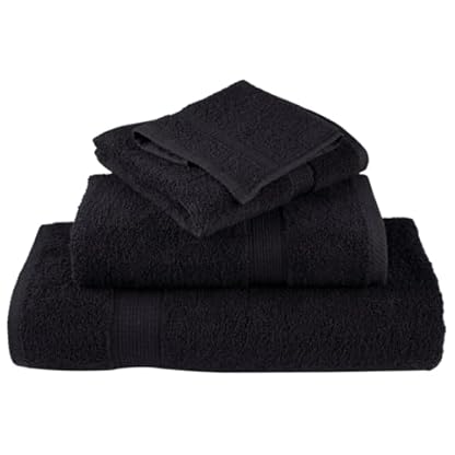 Sufrk Solund Handtuch-Set, 12 Stück, schwarz, 600 g/m², Baumwolle, groß, ideal für Badezimmer, Fitnessstudio, Hotel und Spa, sehr saugfähig – Bild 5