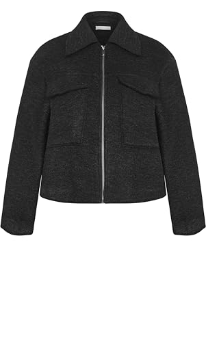 Image of City Chic Women's Plus Size Jacket - Boucle Zip Front