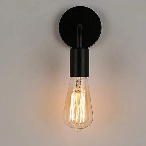 Applique Murale Lampe noire Simplicity E27 LED Fer et plaque en bois (sans ampoule)