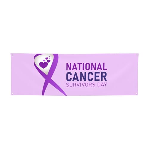 National Cancer Survivors Day 2026 Backdrop Banner Photography Flag Yard Sign Party Supplies Festival Garden Home Decoration 24"X71"