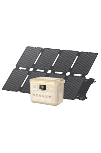 Anker Solix C1000 Portable Power Station (ベージュ) with Anker Solix PS100 Compact Portable Solar Panel ソーラーパネルセット 58分急速充電 1056Wh大容量 高出力 定格1500W 長寿命10年 リン酸鉄 コンパクト パススルー アプリ 太陽光発電セット キャンプ 節電/停電/防災対策