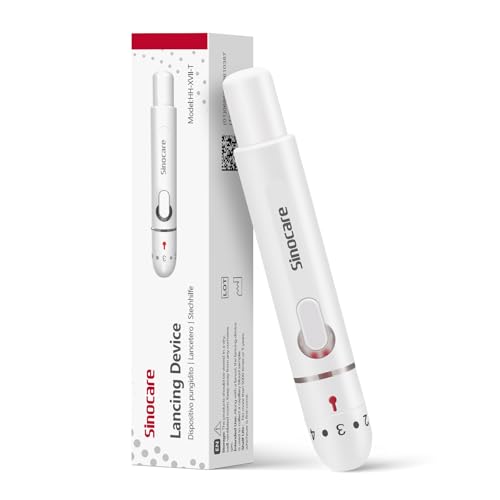 Sinocare Dispositivo Pungidito Penna Pungidito per Glucometro, Profondità regolabile, Prelievo di Sangue Preciso e Indolore