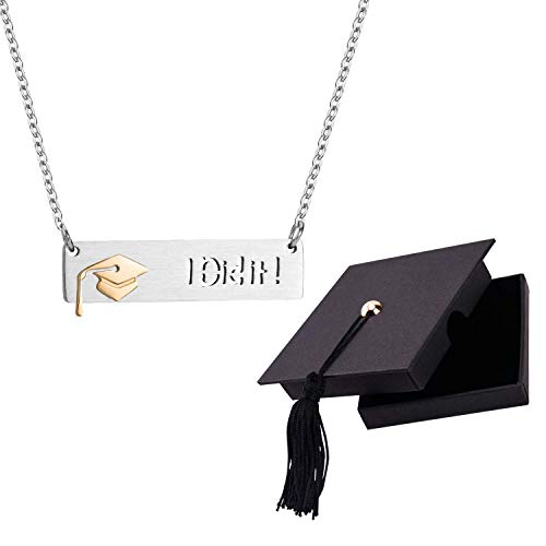 Graduation Gift for Women Graduation Cap Necklace Bar Necklace Inspirational Jewelry I Did