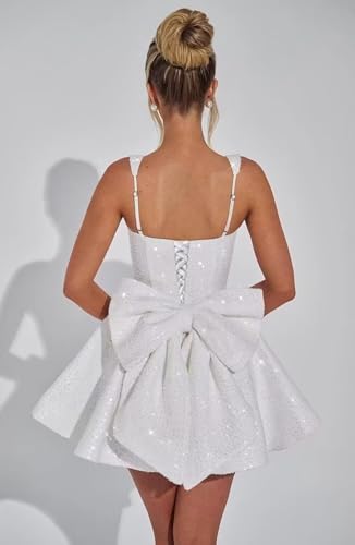 Eightale Sequin Homecoming Dress with Bow Short Sparkly A Line Mini Prom Cocktail Dance Gown2