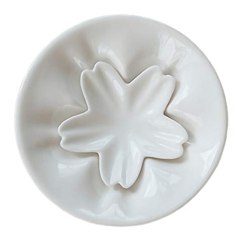 Hemoton Cherry Blossom Seasoning Plate Ceramic Seasoning Dishes Flavor Dish Snack Food Saucer Soy Sauce Dish Flower Sauce Dipping Bowls Cherry Plate Ceramics Dipping Sauce Bowl Round White