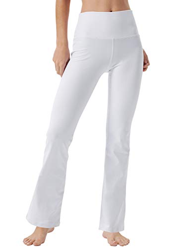 Knsbk Bootcut Yoga Pants for Women with Hidden Pockets High Waist Workout Pants Tummy Control Dress Bootleg Work Pants(White,Large)