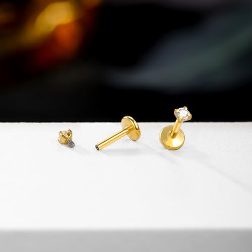 Oveta Titanium Flat Back Studs Earrings for Tragus Cartilage Piercing