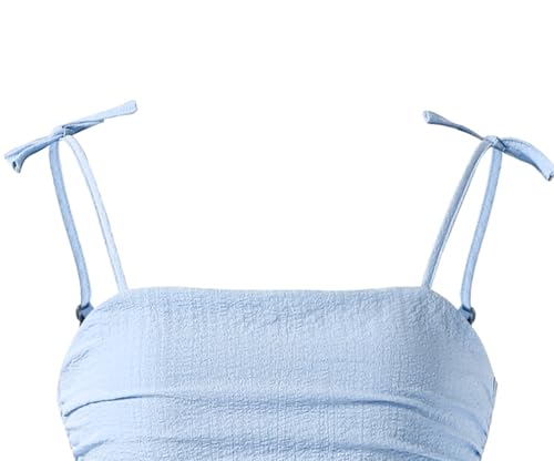 Ohrwurm Girls Smocked Ruched A Line Swing Dress Spaghetti Strap Layered Tie Shoulder Casual Beach Midi Sundress4