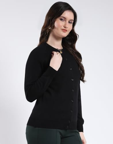 Image of Monte Carlo Women Regular Fit Full Sleeve Solid Round Neck Winter Cardigan (Pack of 1)