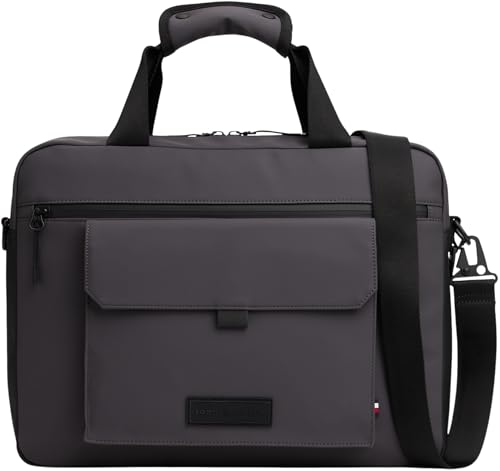 Bolsa para computadora de hombre Tommy Hilfiger gris carbón maletín AM0AM13646