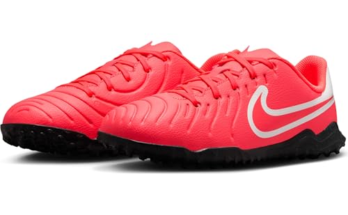 Nike Jr. Tiempo Legend 10 Club Little/Big Kids' Turf Low-Top Soccer Shoes (DV4355-800, Hot Lava/White)2