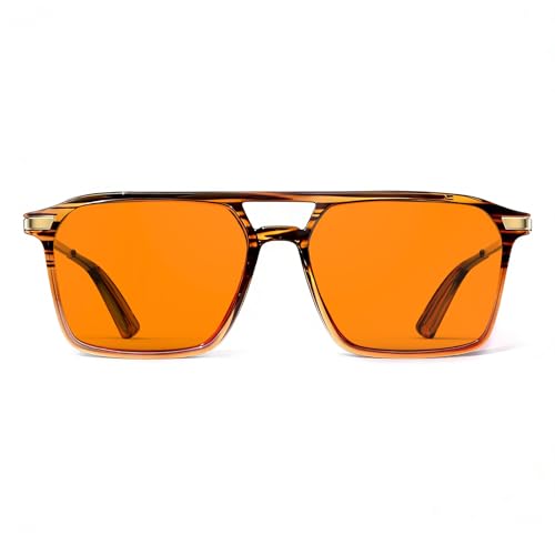 Goiteia Orange Blue Light Blocking Glasses-Retro 70s Blue Light Glasses for Men Women, Easier Sleep and Migraine Relief