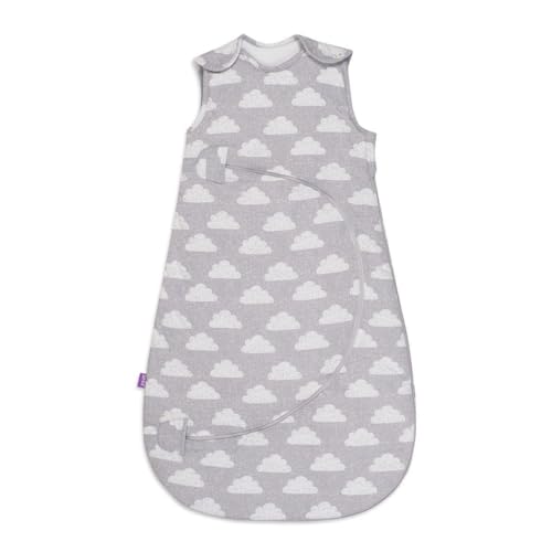 Snuz Baby Sleeping Bag with Nappy Zip - For Easy Nappy Changes, Super Soft Cotton Sleeping Bags with Perfect Fit Poppers, Meets British Safety Standard, Grey Star, 2.5 Tog 0-6M