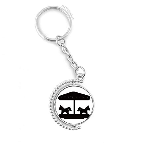 Porte-clé carrousel silhouette noir métallique avec anneau rotatif robuste de qualité