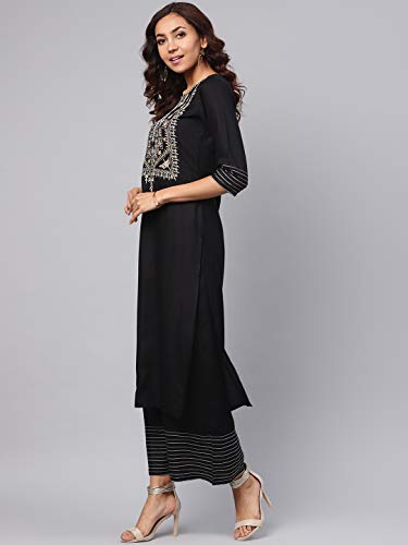 Image of idaLia Embroidered Black Kurta