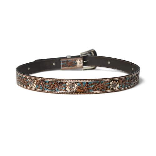 Image of Handcrafted Engraved Design Leather Belt with Embossed Buckle by N Z Overseas