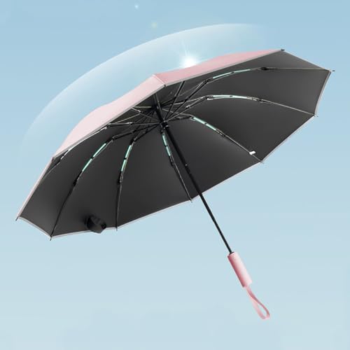 Guarda Chuva Automático Rosa 12 Varetas Sombrinha Reforçada Dobrável com Proteção UV