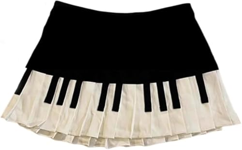 Erqiroc Piano Skirt Mini Skirts for Women High Waisted Piano Skirt Y2k Harajuku Piano Bow Hairpin Coquette Aesthetic