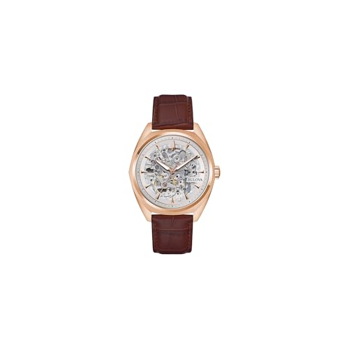 Bulova 97A175 - Reloj analógico automático para Hombre con Correa de Piel, Oro Rosa, Surveyor - Correa de Acero Inoxidable de Cuarzo, Tono Oro Rosa
